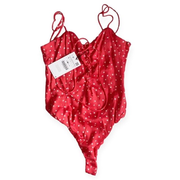 NEW Zara Red Stars Babydoll Bodysuit Patriotic Festival Thong One Piece Swim - Picture 2 of 13